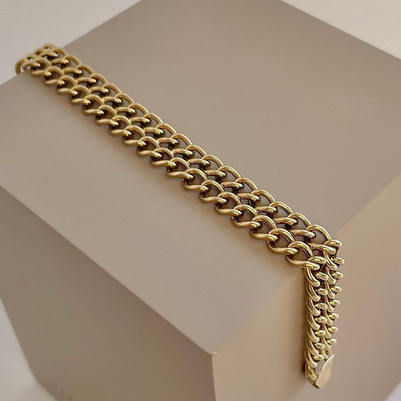Aagaard armbånd i 8 karat guld med dobbelt kæde 18 cm – klassisk og elegant design.